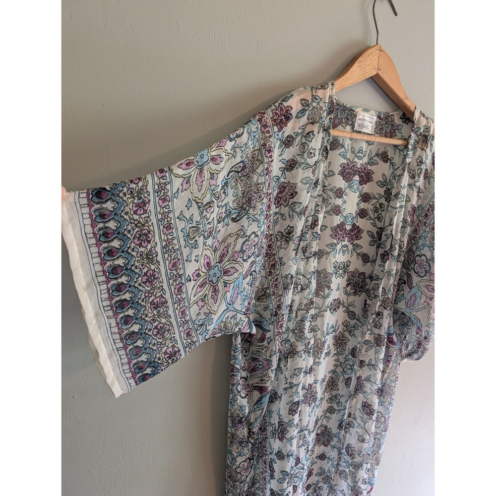 Melrose & Market Sheer Kimono Duster Sheer Boho Floral Festival Resort Vacation - Picture 5 of 11